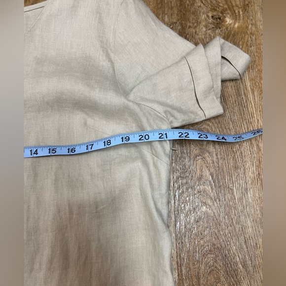 Peck & Peck 100% Linen Dress, Tan V-Neck Tassel Trim Sz L Side Ziper - Picture 10 of 11